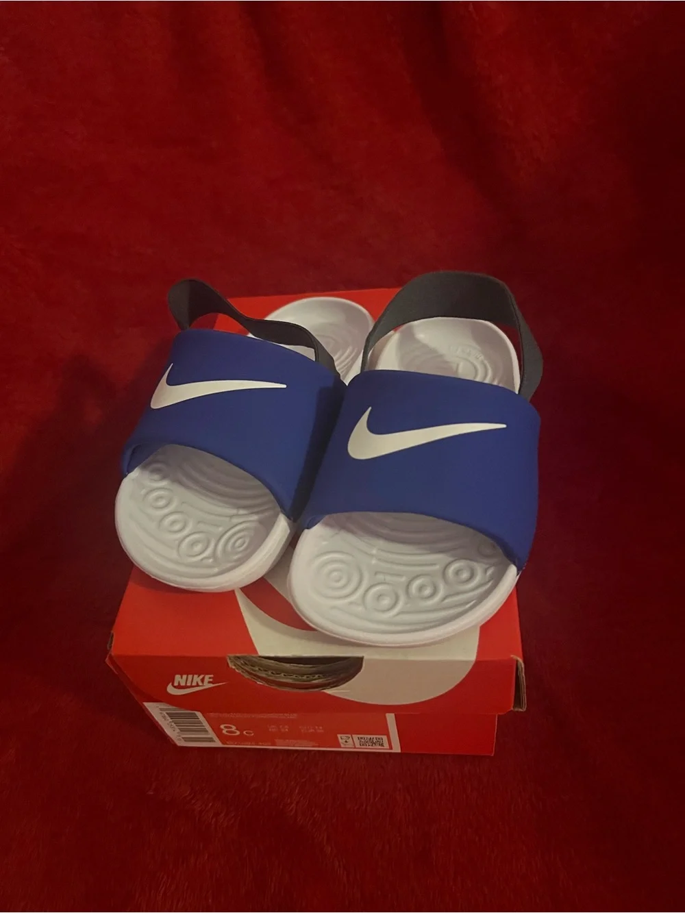 Nike Kids Kawa Blue and White Slide Sandals